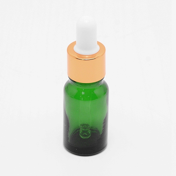 PandaHall Glass Dropper Bottles, with Dropper, For Traveling Essential Oils Perfume Cosmetic Liquid, Column, Green, 80.5mm, Capacity: 10ml...