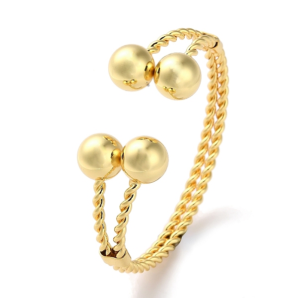 

PandaHall Rack Plating Brass Double Layer Cuff Bangles, Lead Free & Cadmium Free, Real 18K Gold Plated, Inner Diameter: 2-3/8x2-1/4 inch...