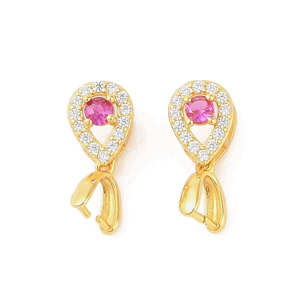 

PandaHall 925 Sterling Silver Micro Pave Cubic Zirconia Ice Pick Pinch Bails, Teardrop, Real 18K Gold Plated, 13.5x5.5x5mm, Hole: 5x2mm, Pin...