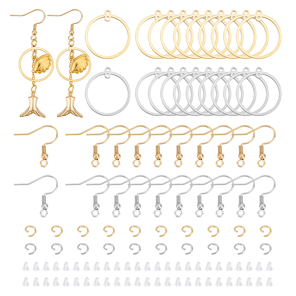 

PandaHall Unicraftale DIY Earring Making Finding Kit, Including 201 Stainless Steel Ring Charms, 304 Stainless Steel Earring Hooks & Jump...