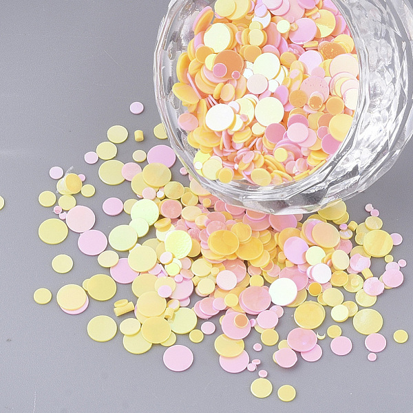 

PandaHall Ornament Accessories, PVC Plastic Paillette/Sequins Beads, No Hole/Undrilled Beads, Flat Round, Mixed Color, 1~4x0.4mm PVC Flat..., Multicolor