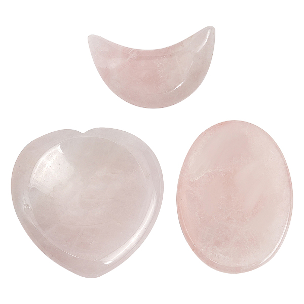 CRASPIRE 3Pcs 3 Style Natural Rose Quartz Massager