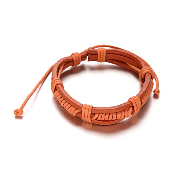 

PandaHall Adjustable Leather Cord Bracelets, Chocolate, 56mm, 13x9mm Leather Brown