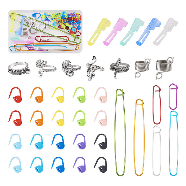 PandaHall DIY Knitting Tool Sets, including Yarn Stitch Holders, Yarn Guide Finger Holder, Knitting Stitch Marker, Knitting Thimbles, Safety...