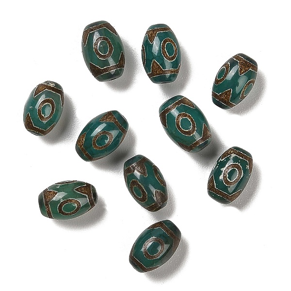 

PandaHall Tibetan Style dZi Beads, Natural Agate Beads, Dyed & Heated, Oval, Dark Slate Gray, 3-Eye, 12.5~13x8~9mm, Hole: 1mm Tibetan Agate...
