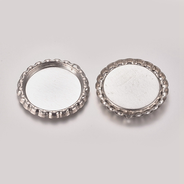 

PandaHall Tinplate Bottle Caps with Hole, Flat Round Pendant Cabochon Settings, for DIY Crafts Pendants, Necklaces Jewelry Making, Platinum...