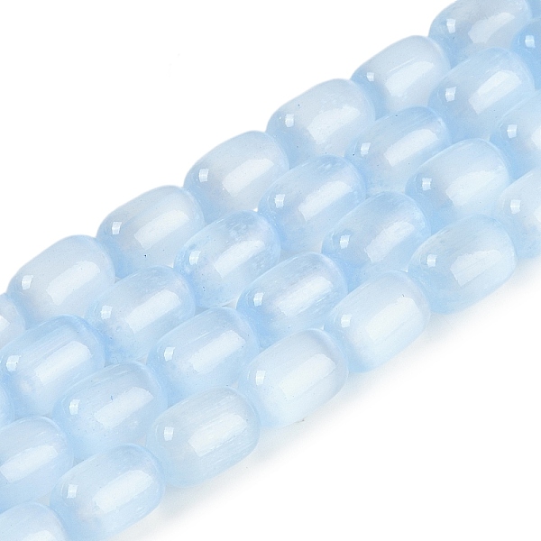 

PandaHall Natural Selenite Beads Strands, Dyed, Drum, Light Sky Blue, 12x8mm, Hole: 1.2mm, about 32pcs/strand, 15.43''(39.2cm) Selenite Drum