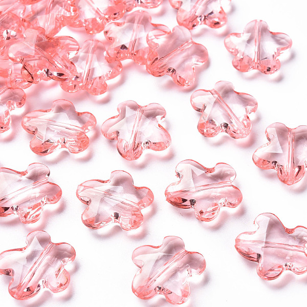 

PandaHall Transparent Acrylic Beads, Faceted, Flower, Pink, 18.5x18.5x5.5mm, Hole: 1.2mm, about 470pcs/500g Acrylic Flower Pink