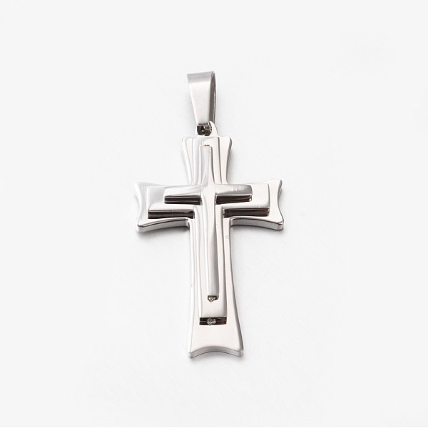 

PandaHall 304 Stainless Steel Cross Pendants, Stainless Steel Color, 45x26.5mm, Hole: 8x5mm 304 Stainless Steel Cross