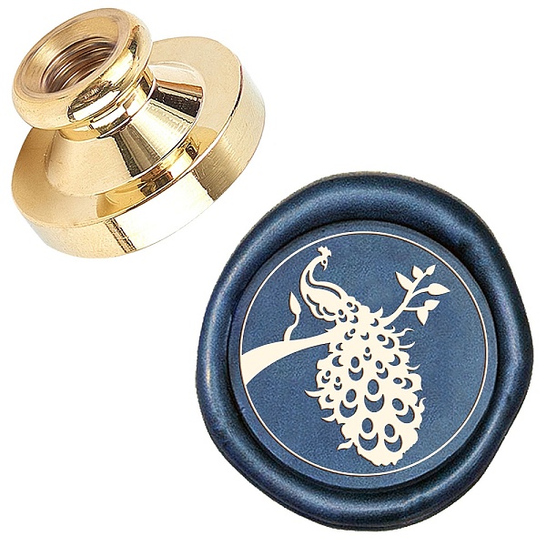 

PandaHall DIY Scrapbook, Brass Wax Seal Stamp Head, Peacock, Golden, 25x14mm Brass