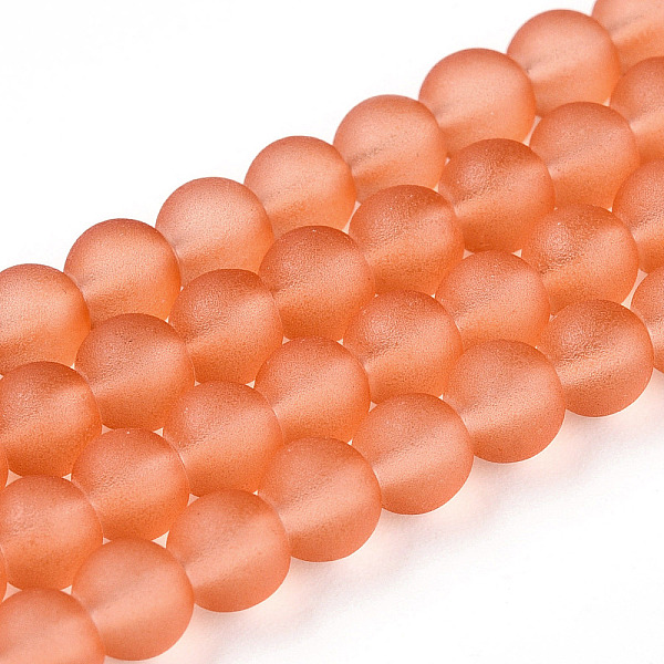 

PandaHall Transparent Glass Bead Strands, Frosted, Round, Light Salmon, 4mm, Hole: 0.9mm, about 205~210pcs/strand, 31.89~32.68 inch(81~83cm)...