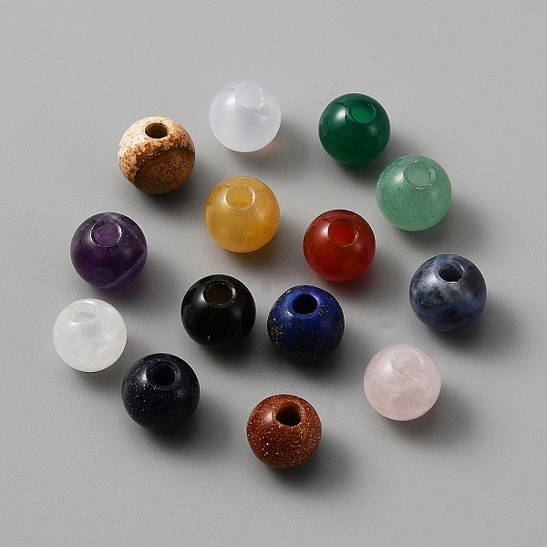 

PandaHall Natural & Synthetic Mixed Gemstone Beads, Round, Mixed Dyed and Undyed, 8mm, Hole: 2.5mm Mixed Stone Round