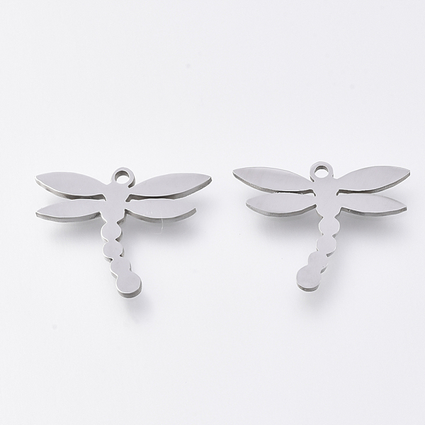 

PandaHall 201 Stainless Steel Charms, Laser Cut Pendants, Dragonfly, Stainless Steel Color, 13x16.5x1mm, Hole: 1.2mm 201 Stainless Steel...