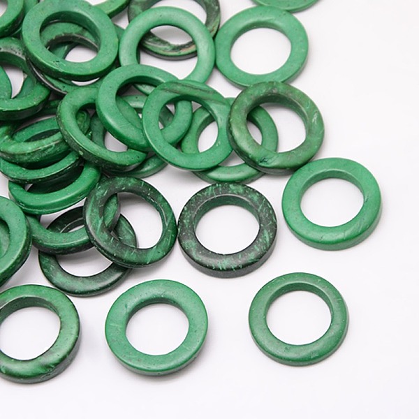 

PandaHall Dyed Wood Jewelry Findings Coconut Linking Rings, Dark Green, 20~23x2~5mm Coconut Ring Green