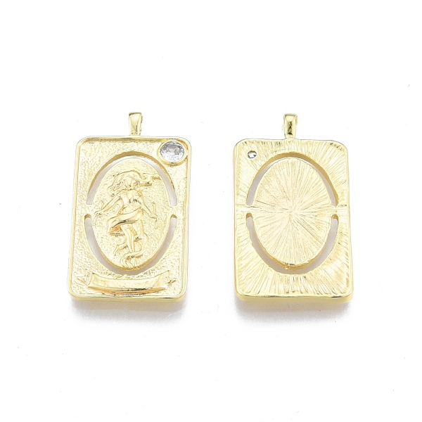 

PandaHall Brass Micro Pave Clear Cubic Zirconia Pendants, Rectangle with Oval & Human, Real 18K Gold Plated, 30.8x16.5x3.2mm, Hole: 2x2.7mm...