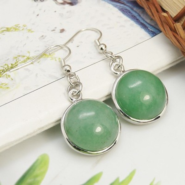 

PandaHall Fashion Natural Green Aventurine Earrings, with Brass Earring Hooks, Half Round/Dome, 44~45x18~19mm, Pin: 0.6mm Green Aventurine...