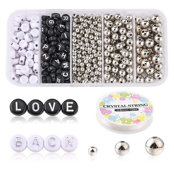 

PandaHall DIY Letter Beaded Stretch Bracelet Making Kit, Including ABS Plastic Round & Acrylic Flat Round Beads, Elastic Thread, Mixed Color..., Multicolor