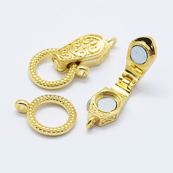 

PandaHall Brass Fold Over Magnetic Clasps, Golden, 31x13x5.5mm, Hole: 1.5mm Brass Others