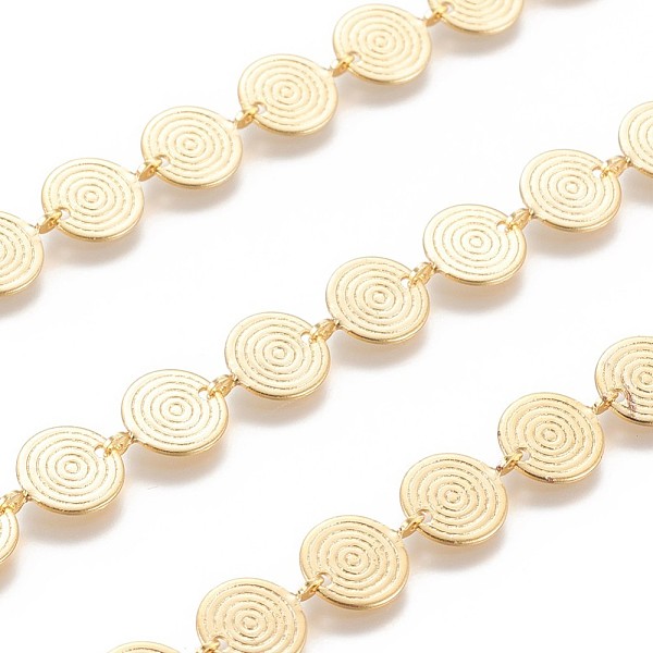 

PandaHall Brass Handmade Beaded Chains, Link Chain, Long-Lasting Plated, Soldered, with Spool, Flat Round, Golden, Link: 10x8x0.5mm, about...