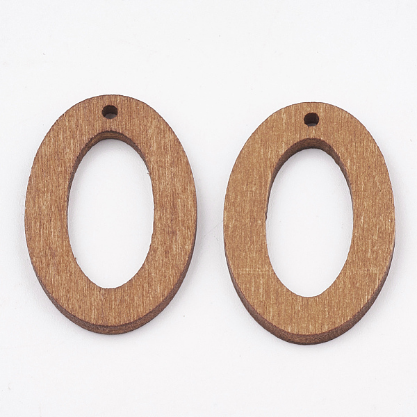 

PandaHall Pear Wood Pendants, Dyed, Oval, Peru, 30~33.5x20~22x2.5mm, Hole: 1.6~1.8mm Wood Oval Brown