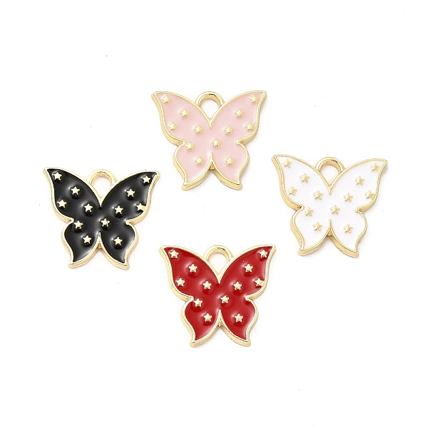 

PandaHall Alloy Enamel Pendants, Light Gold, Butterfly Charm, Mixed Color, 14x16x1.6mm, Hole: 2.6x2mm Alloy+Enamel Butterfly Multicolor
