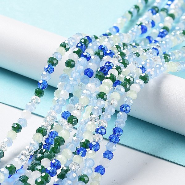 

PandaHall Glass Beads Strands, Faceted, Rondelle, Light Blue, 4x3mm, Hole: 0.4mm, about 123~127pcs/strand, 15.75~16.5 inch(40~42cm) Glass...
