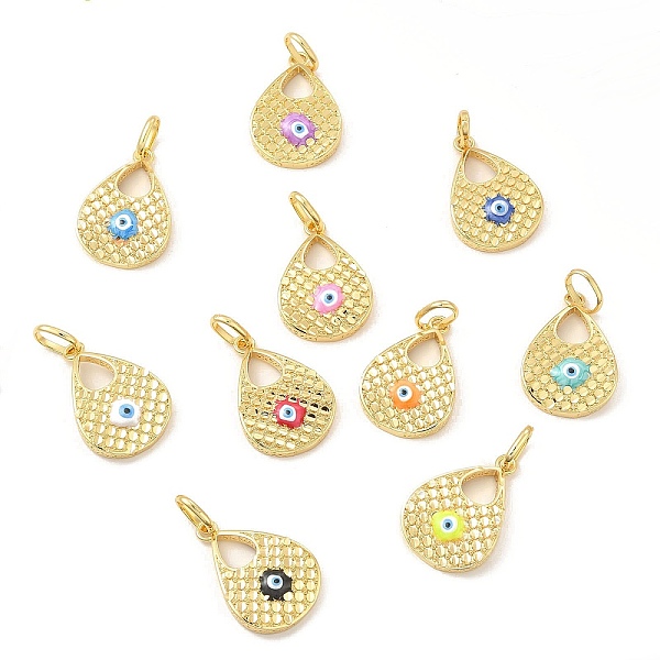 

PandaHall Brass Pendants, with Enamel, Real 18K Gold Plated, Long-Lasting Plated, Teardrop with Evil Eye Charm, Mixed Color, 34x23.5x6mm..., Multicolor