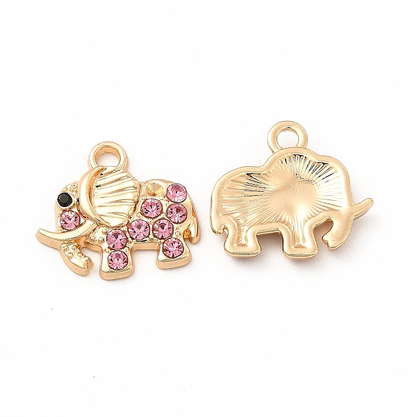 

PandaHall Rack Plating Eco-friendly Alloy Rhinestone Pendants, Elephant Charm, Golden, Light Rose, 14x15.5x2.5mm, Hole: 1.8mm..., Pink