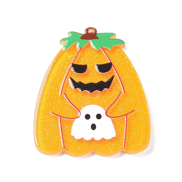 

PandaHall Halloween Theme Opaque Printed Acrylic Pendants, Pumpkin, 43x33x2mm, Hole: 1.6mm Acrylic Pumpkin Orange