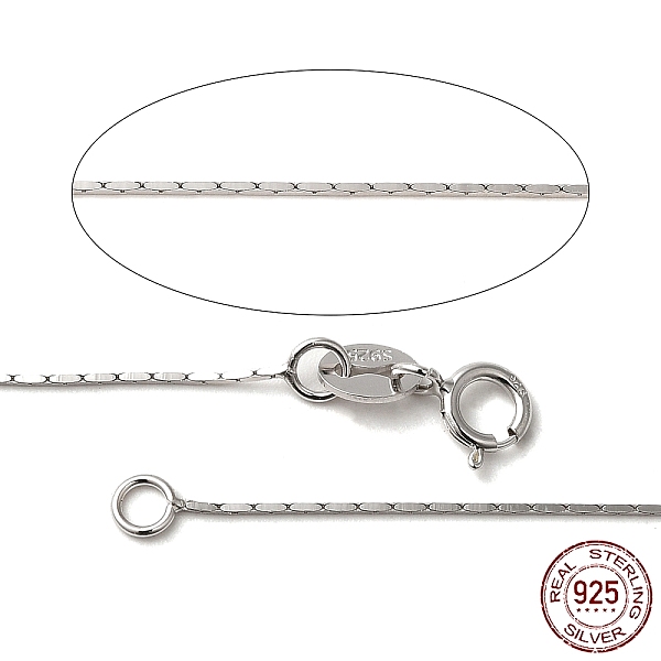 PandaHall Rhodium Plated 925 Sterling Silver Coreana Chain Necklaces, with Spring Ring Clasps, Platinum, 16 inch Sterling Silver