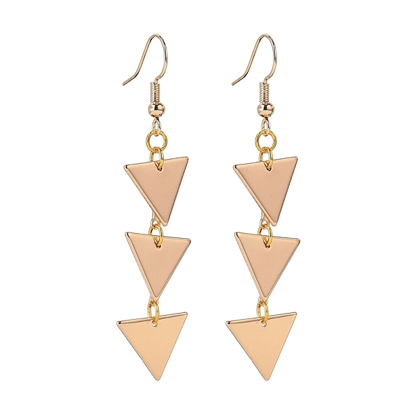 

PandaHall Brass Dangle Earrings, Triangle, Golden, 62mm, Pin: 0.6mm Brass
