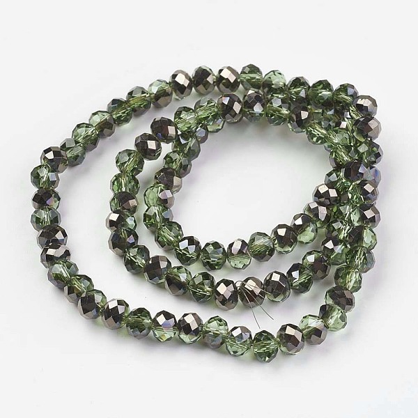 

PandaHall Electroplate Transparent Glass Beads Strands, Half Black Plated, Faceted, Rondelle, Olive Drab, 3x2mm, Hole: 0.8mm, about..., Green