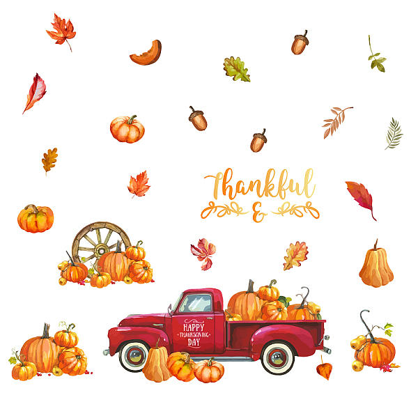 

PandaHall PVC Wall Stickers, for Wall Decoration, Thanksgiving Day Theme, Pumpkin Pattern, 900x290mm, 2pcs/set Plastic Pumpkin Multicolor