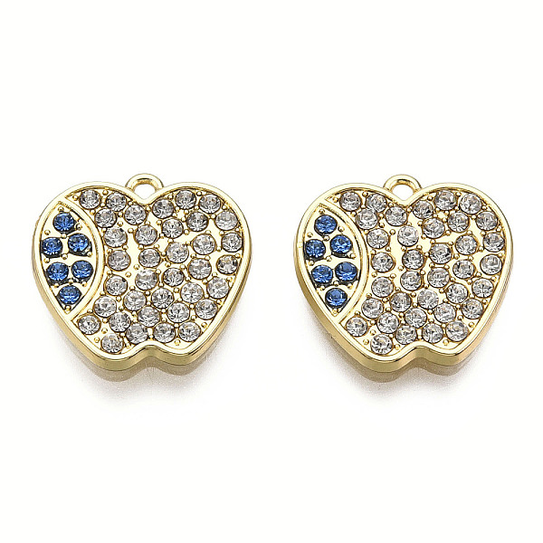 

PandaHall Rack Plating Alloy Pendants, with Crystal & Capri Blue Rhinestone, Cadmium Free & Nickel Free & Lead Free, Apple, Light Gold..., Cyan