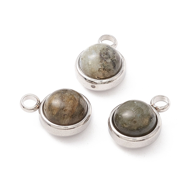 

PandaHall Natural Labradorite Charms, with 304 Stainless Steel Findings, Half Round, Stainless Steel Color, 13.5x10x7.5mm, Hole: 2.5mm...