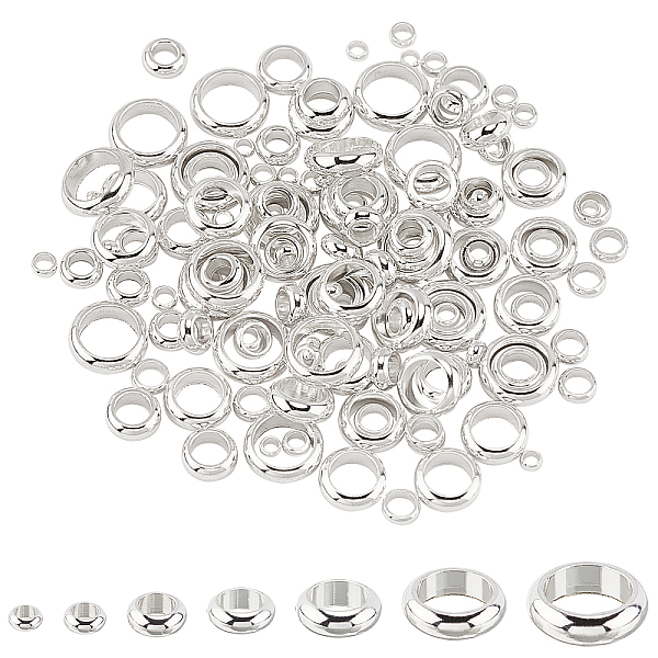 

PandaHall Unicraftale 304 Stainless Steel Spacer Beads, Rondelle, Silver, 140pcs/Box 304 Stainless Steel Rondelle