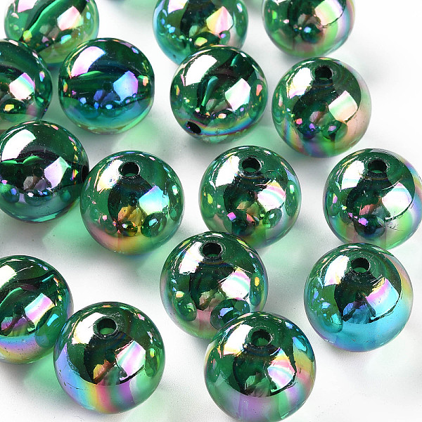 

PandaHall Transparent Acrylic Beads, AB Color Plated, Round, Green, 20x19mm, Hole: 3mm, about 111pcs/500g Acrylic Round Green
