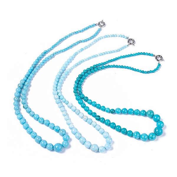 

PandaHall Natural Howlite Graduated Beaded Necklaces, Dyed & Heated, with Brass Spring Ring Clasps, Mixed Color, 25.5~27.7 inch(65~70.5cm)..., Multicolor