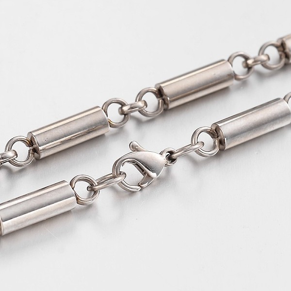 

PandaHall 304L Stainless Steel Bar Link Chain Necklaces, with Lobster Claw Clasps, Stainless Steel Color, 24.6 inch(62.5cm), 5mm 304...