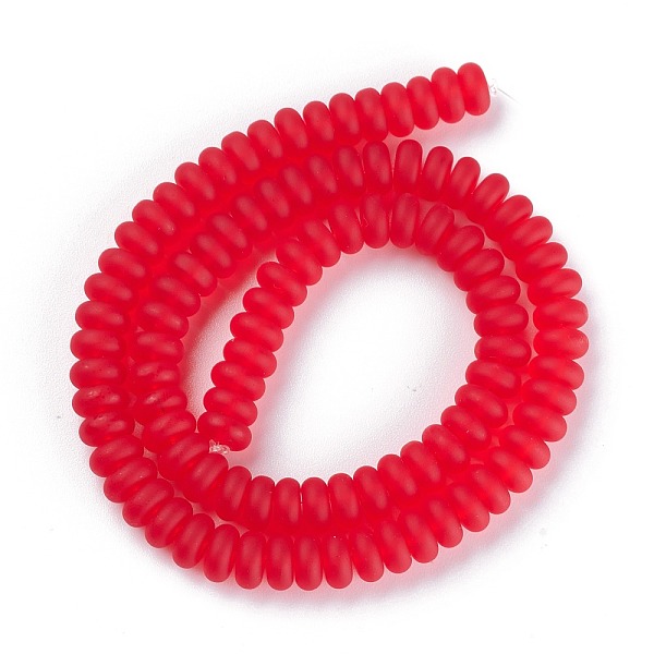 

PandaHall Frosted Glass Beads Strands, Heishi Beads, Rondelle, Red, 8.5x3.5mm, Hole: 1.4mm, about 110pcs/strand, 14.5~14.9 inch(37~38cm)...