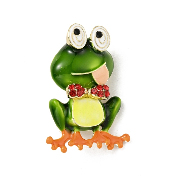 

PandaHall Frog with Bowknot Enamel Pin with Rhinestone, Light Gold Alloy Cartoon Badge for Backpack Clothes, Green, 41.5x30x14mm...