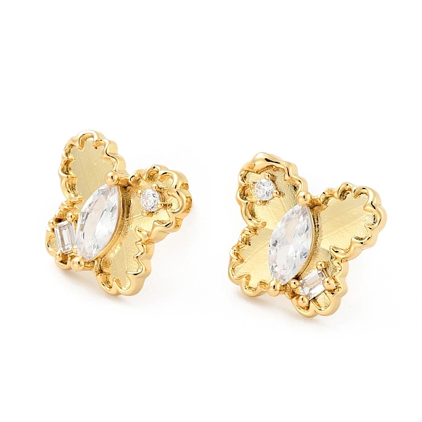 

PandaHall Clear Cubic Zirconia Butterfly Stud Earrings, Brass Jewelry for Women, Cadmium Free & Nickel Free & Lead Free, Real 18K Gold...