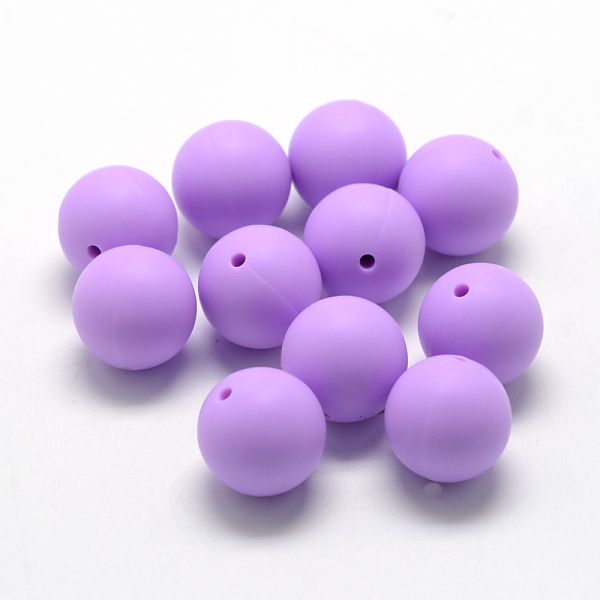 

PandaHall Food Grade Eco-Friendly Silicone Beads, Round, Medium Purple, 14~15mm, Hole: 2mm Silicone Round Purple