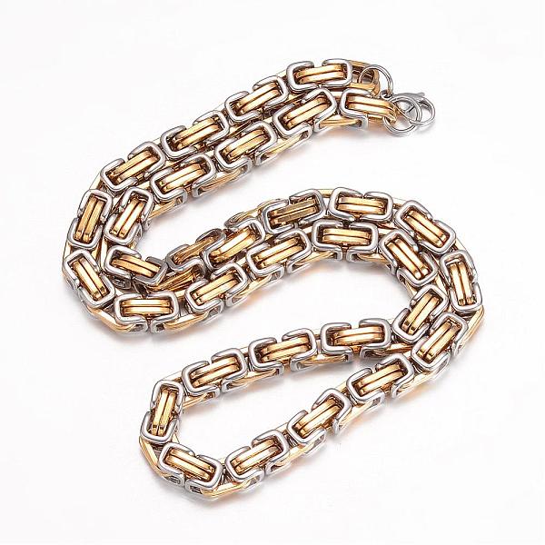 

PandaHall 201 Stainless Steel Byzantine Chain Necklaces, with Lobster Claw Clasps, Golden & Stainless Steel Color, 23.62 inch(60cm), 8mm 201...
