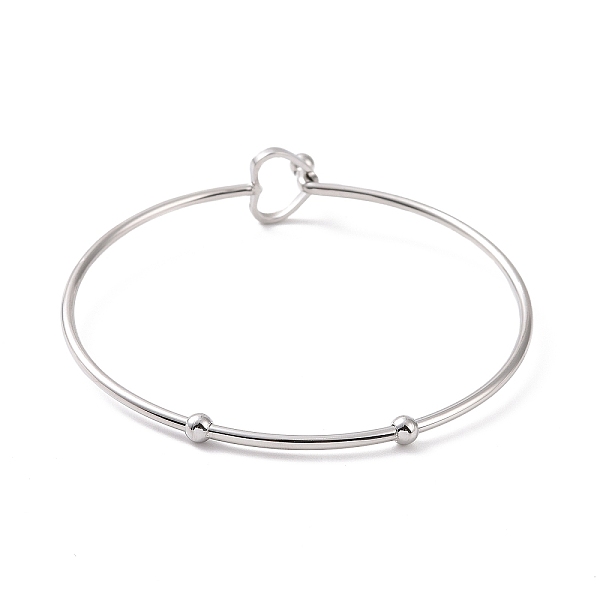 

PandaHall 201 Stainless Steel Hollow Out Heart Bangle, Cocktail Wire Wrap Bangle for Women, Stainless Steel Color, Inner Diameter: 2-3/8...