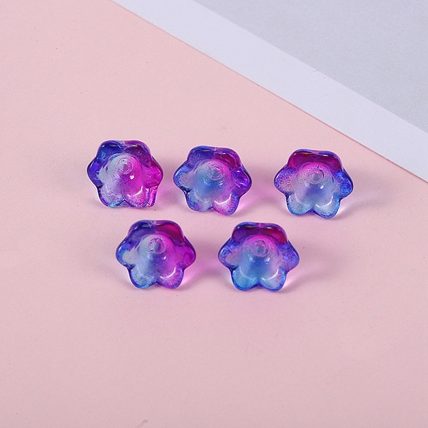 

PandaHall Glass Beads, Lily Flower, Slate Blue, 12x8mm, Hole: 1.4mm Glass Flower