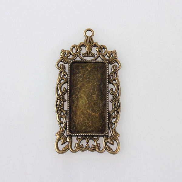 

PandaHall Vintage Tibetan Style Alloy Large Pendant Cabochon Bezel Settings, Cadmium Free & Nickel Free & Lead Free, Antique Bronze...