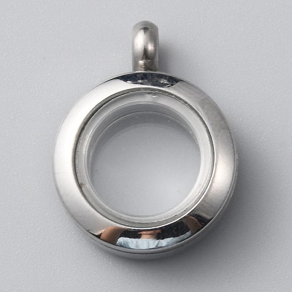 

PandaHall 304 Stainless Steel Locket Pendants, with Glass, DIY Accessories for Jewelry Pendant Making, Flat Round Charm, Stainless Steel...