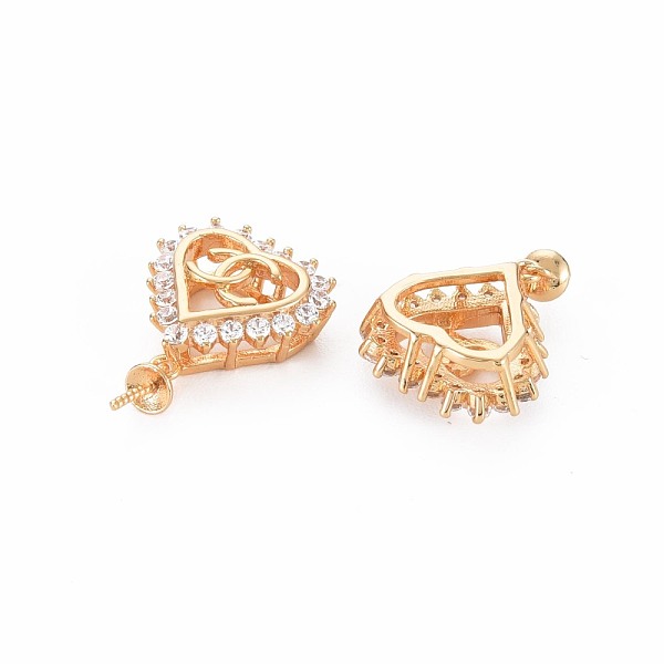 

PandaHall Brass Micro Pave Clear Cubic Zirconia Peg Bails Pendants, Nickel Free, For Half Drilled Beads, Heart, Real 18K Gold Plated...