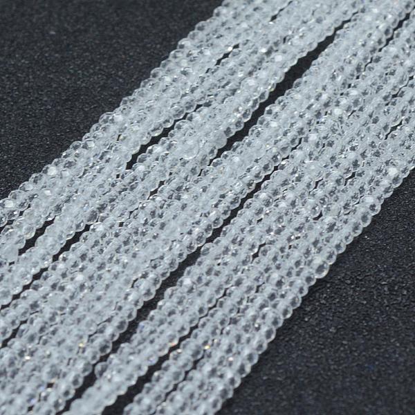 

PandaHall Transparent Glass Beads Strands, Faceted, Rondelle, Clear, 2.5x1.5mm, Hole: 0.5mm, about 150~155pcs/strand, 32~33cm Glass Rondelle...